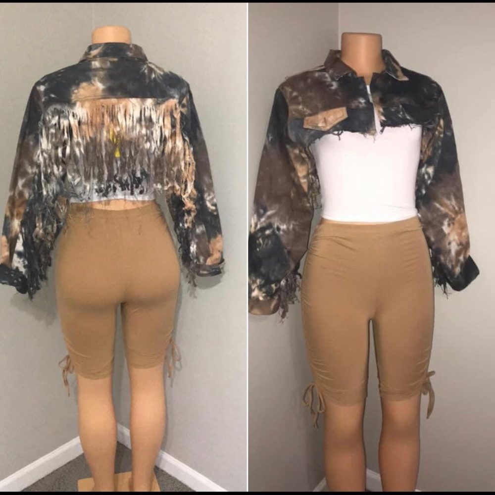 Crop to tie dye jacket